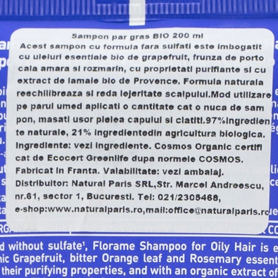 Șampon bio pentru păr gras 200ml