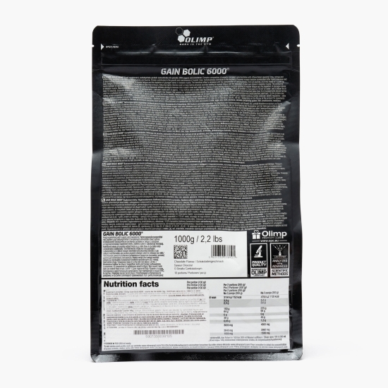 Gainer proteine Gain Bolic 6000, aromă ciocolată, 1kg