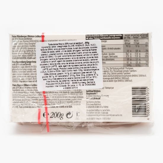 Turtă dulce asortată „Meistersinger" 20% nuci 200g