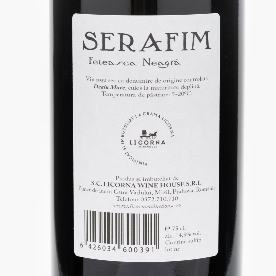 Vin roșu sec Fetească Neagră, 14.9%, 0.75l