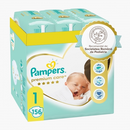 Scutece Premium Care XXL Box nou-născut, mărimea 1, 2-5kg, 156 buc