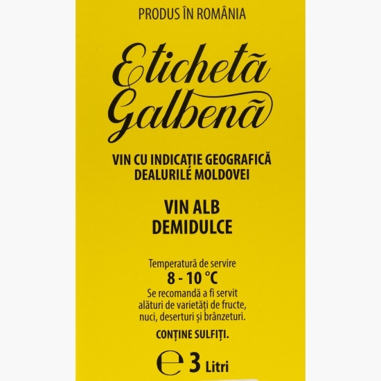 Vin alb demidulce Eticheta Galbenă, 11.5%, bag in box 3l