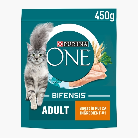 Hrană uscată pentru pisici adulte, 450g, One cu pui