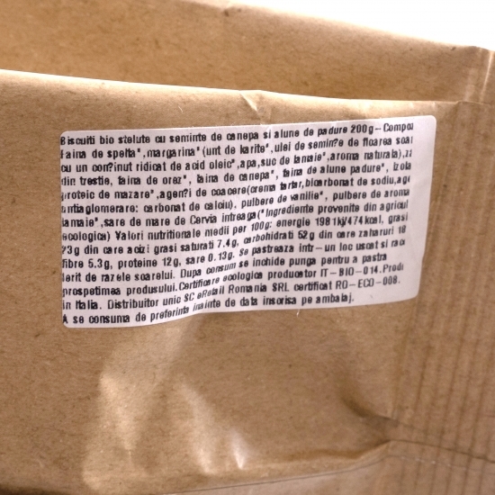 Biscuiți eco steluțe cu semințe de cânepă și alune de pădure 200g