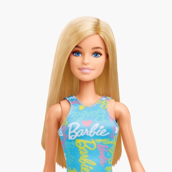 Păpușă blondă cu rochiță albastră, +3 ani