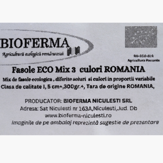 Fasole mix culori, eco 300g Bioferma Niculești