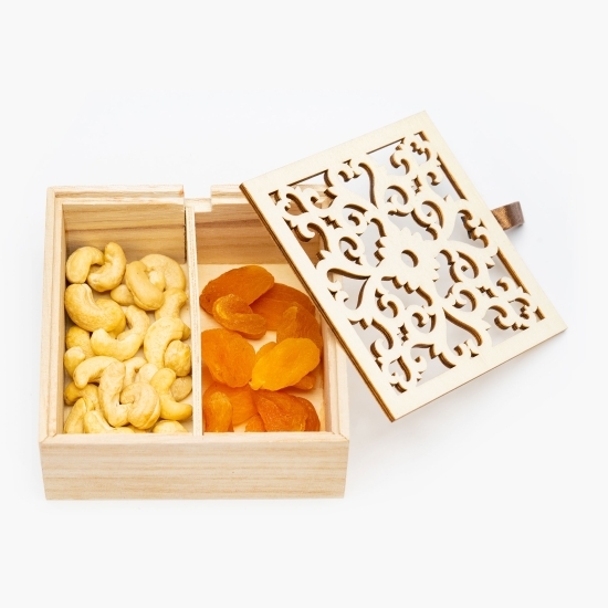Cutie cadou cu 2 sortimente - caise 50g și caju 50g
