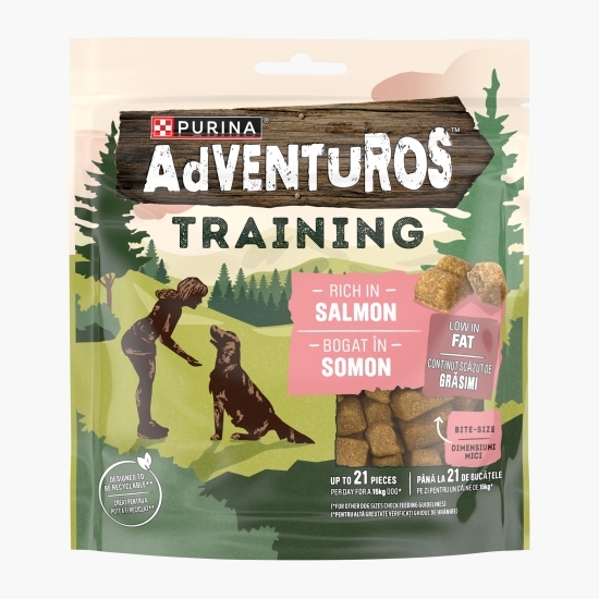 Recompense câini Adventuros Training, 115g, cu aromă de somon 