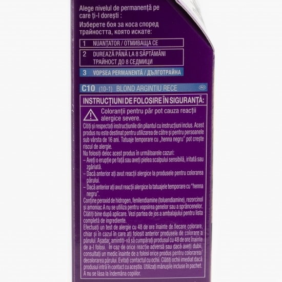 Vopsea de păr permanentă, Intensive Color Cream C10 (10-1), blond argintiu rece, 110ml