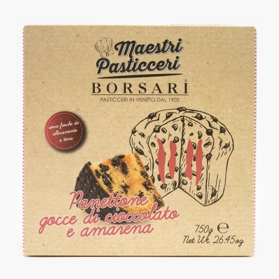 Panettone cu cremă de cireșe amare și bucăți de ciocolată neagră 750g