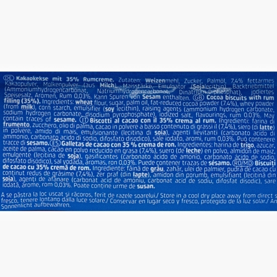 Sandviș biscuiți de cacao cu cremă de rom 36g