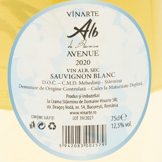 Vin alb sec Sauvignon Blanc 0.75l