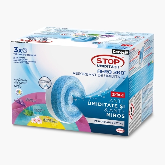 Tablete rezervă aparat absorbant de umiditate Aero 360° Scents Mix, 3 buc x 450g