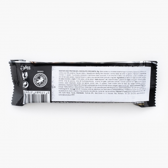 Baton cu ciocolată crocantă bogat în proteine 55g