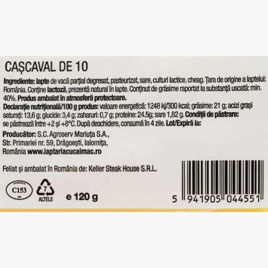 Cașcaval de 10, felii 120g