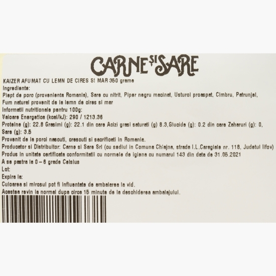 Kaiser afumat cu lemn de cireș și măr 350g