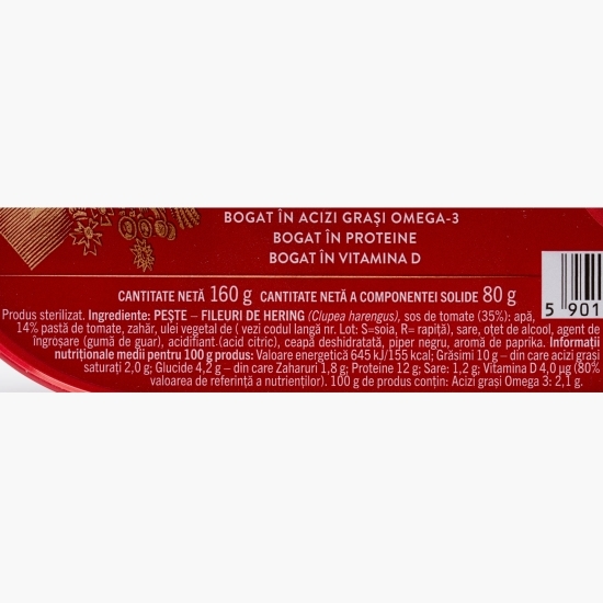 Hering file în sos tomat 160g