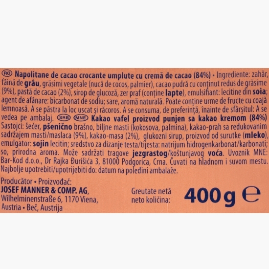 Napolitane cu cremă intensă de ciocolată 400g