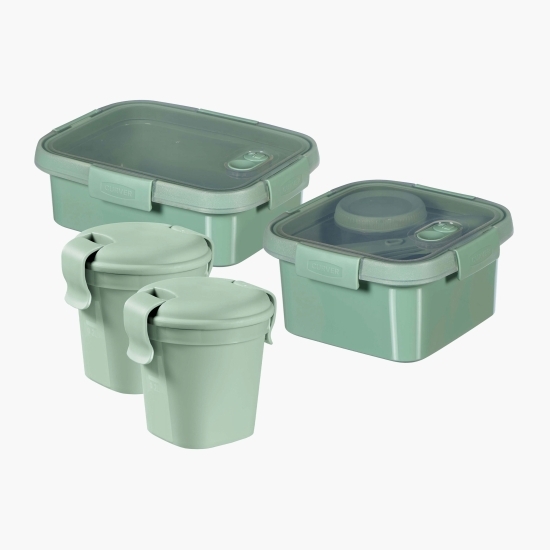 Set 4 cutii alimentare Smart To Go Eco, verde, 2x0.4/ 1/ 1.1l