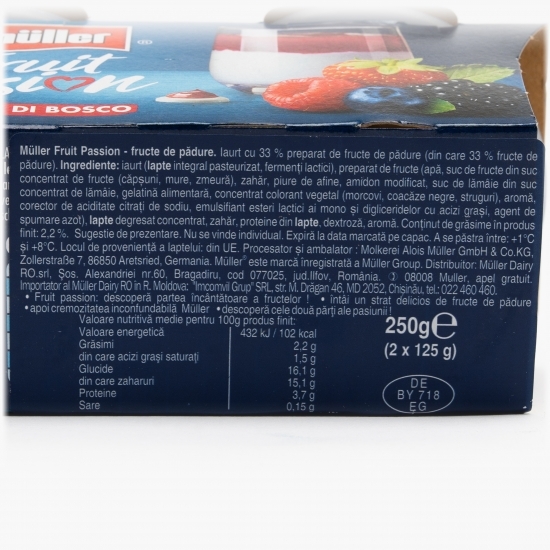 Pachet iaurt cu fructe de pădure Fruit Passion 2x125g