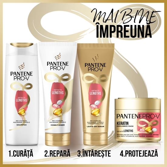 Șampon Pro-V Infinite Lengths pentru păr mediu și lung 360ml