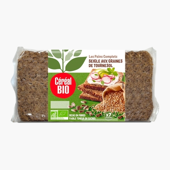 Pâine integrală de secară cu semințe de floarea-soarelui eco 500g