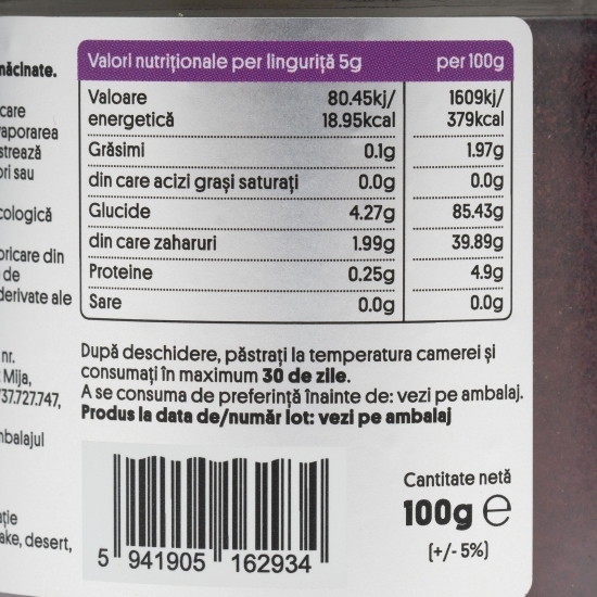 Pudră de afine eco, fără zahăr adăugat 100g