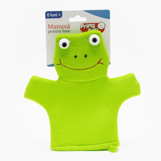 Mănușă textilă pentru baie, verde, formă animale, +0 luni