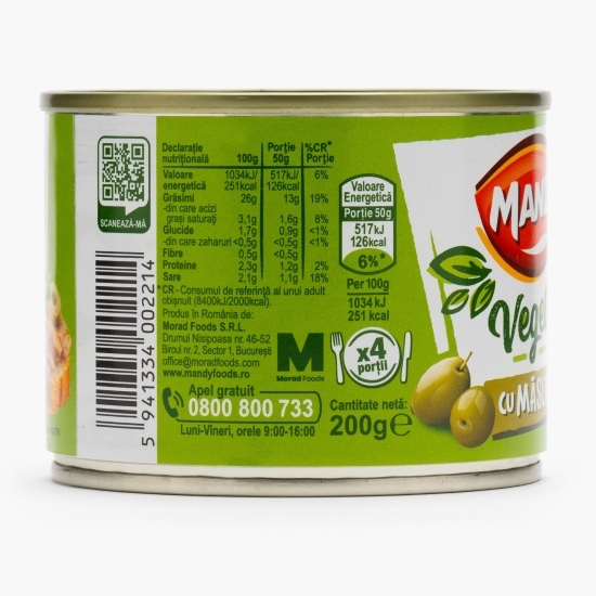 Pastă vegetală tartinabilă cu măsline verzi 200g