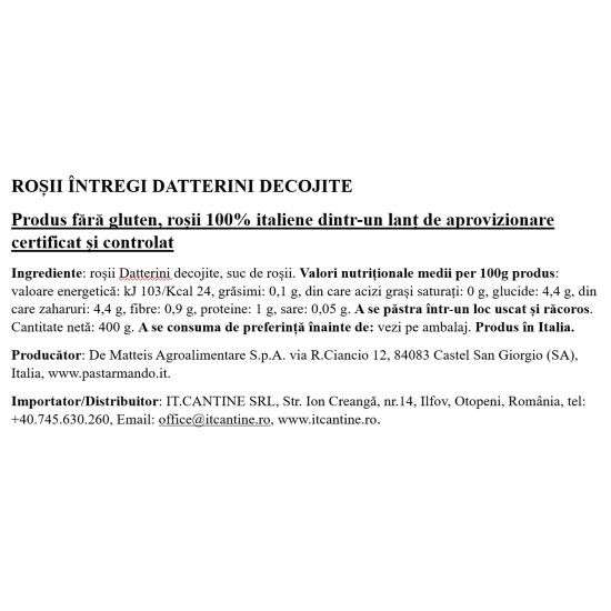 Roșii Datterini decojite, 400g