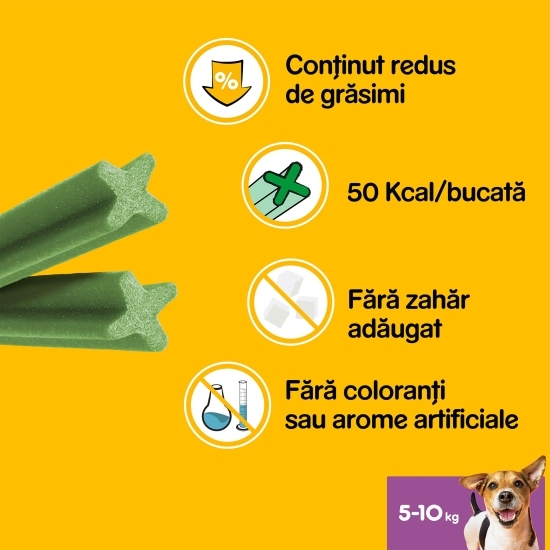Batoane dentare pentru câini de talie mică, 7 buc, 110g, DentaStix Daily Fresh