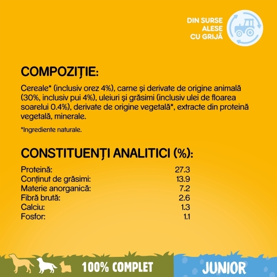 Hrană uscată pentru câini juniori, 500g, cu pui și orez