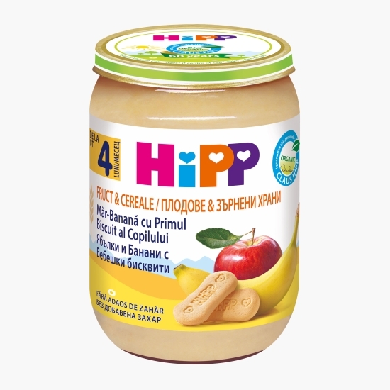 Piure ecologic fructe și cereale, +4 luni,  190g