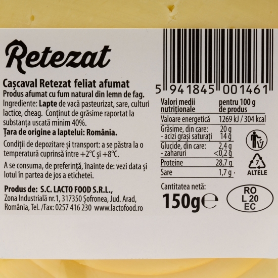 Cașcaval afumat, felii 150g