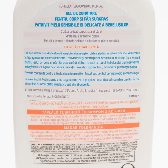 Gel de duș fără săpun pentru bebeluși/copii Surgras 400ml