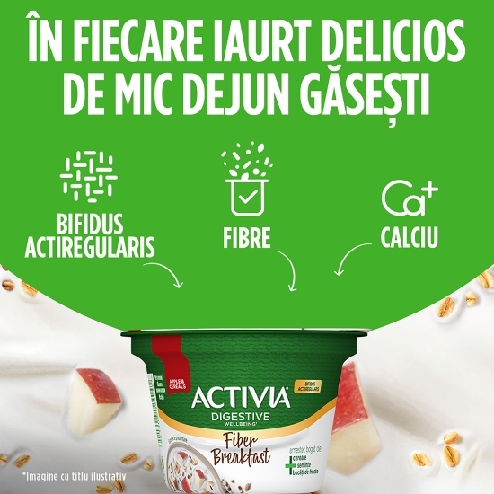 Iaurt Mic Dejun cu fibre, măr și cereale 170g