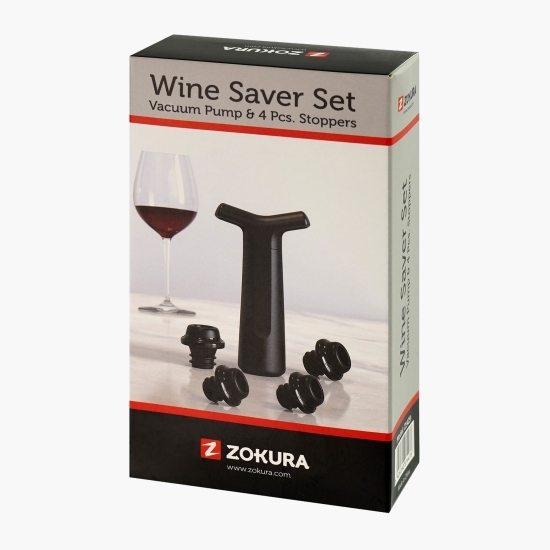 Pompă pentru vidare sticle de vin + 4 dopuri