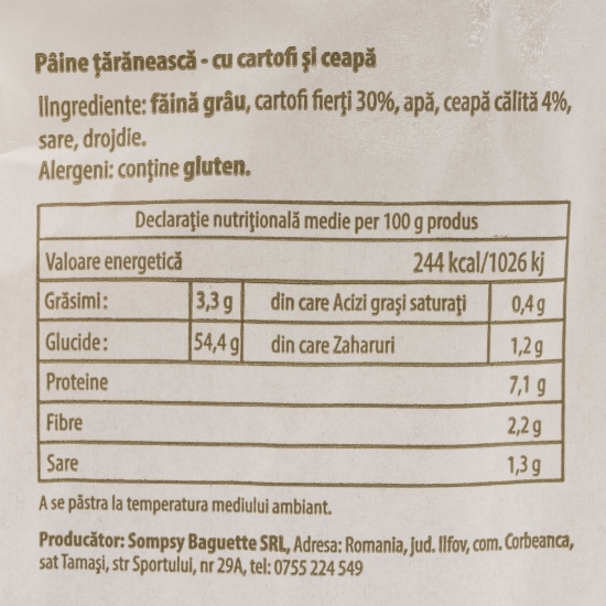 Pâine țărănească cu cartofi și ceapă 500g