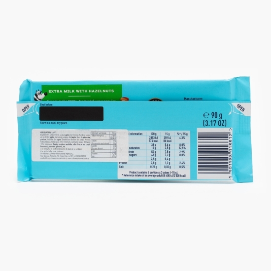 Ciocolată cu lapte și alune 90g