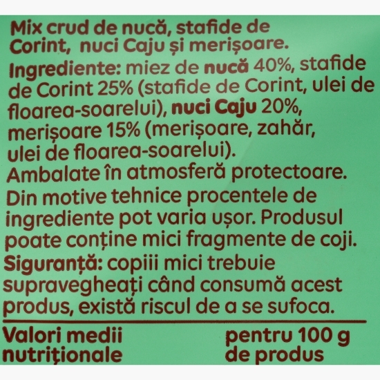 Mix Aventură (miez de nucă, caju, merișoare, stafide Corint) 150g
