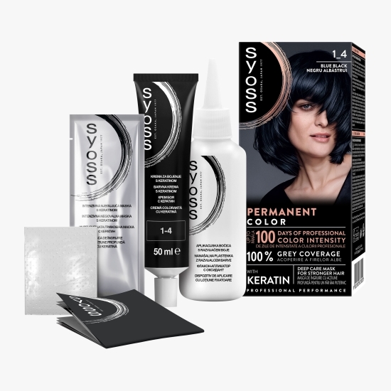 Vopsea de păr permanentă Professional Performance 1-4 negru albăstrui, 115ml