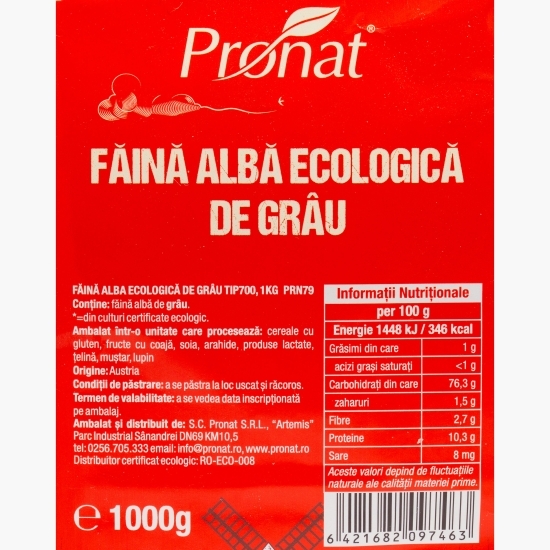 Făină eco albă de grâu, tip 700, 1kg