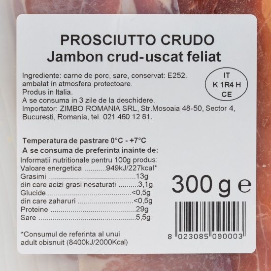 Prosciutto crudo, Jambon crud-uscat feliat 300g