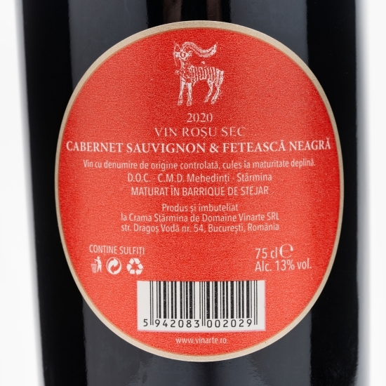 Vin roșu sec Cabernet Sauvignon & Fetească Neagră, 13%, 0.75l