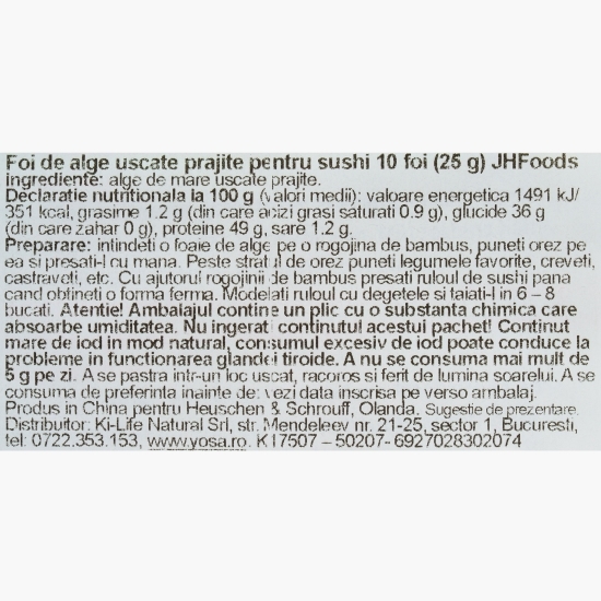 Foi de alge uscate Sushi Nori (10 foi) 25g