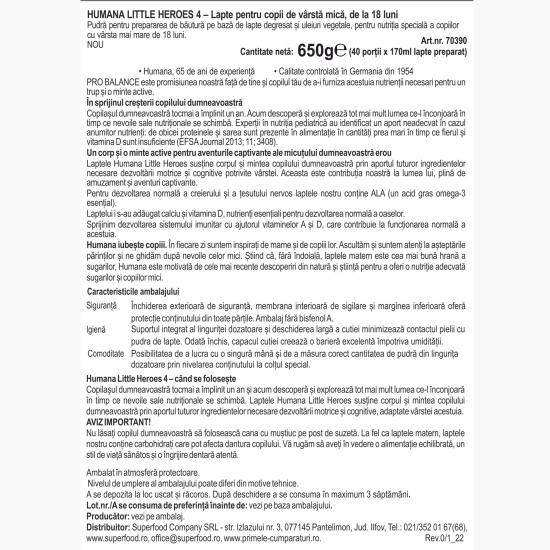 Lapte praf pentru copii de vârstă mică 4 Junior Probalance, 18+ luni, 650g