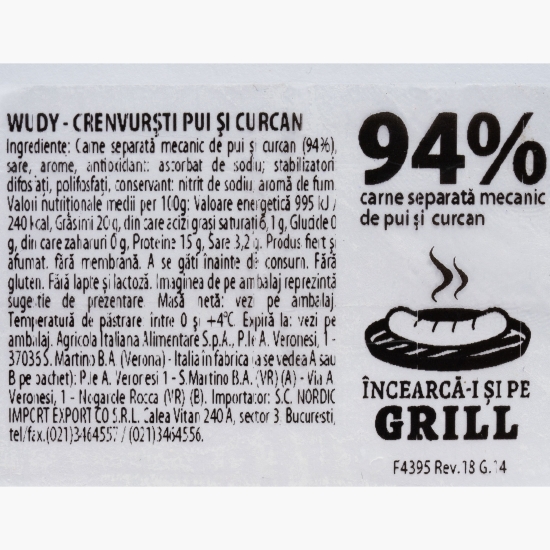 Crenvurști de pui și curcan 100g
