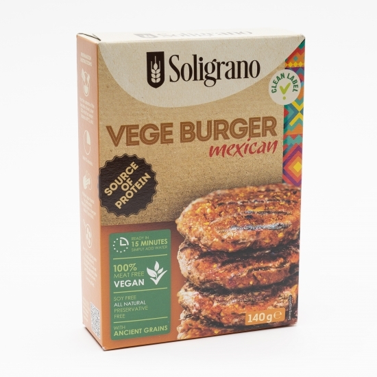 Burger vegan mexican cu speltă, quinoa și linte roșie 140g