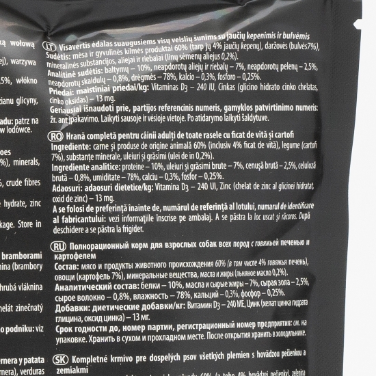 Hrană umedă pentru câini adulți, 500g, cu ficat de vită
