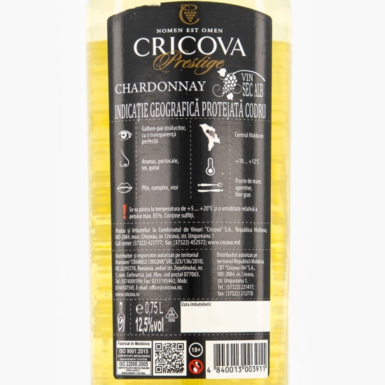 Vin alb sec Chardonnay, 13%, 0.75l